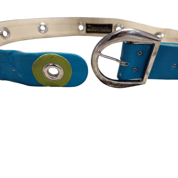 Vintage Salena’s Collection 1991 Leather Belt Colorful Silver Buckle Grommets main image 7